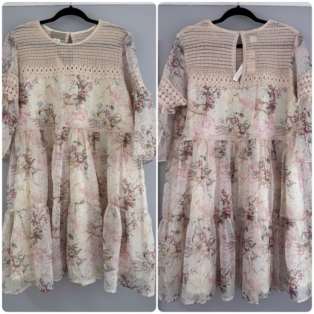 Anthropologie Mynah White Lace Tiered Christianne Dress size L - Picture 5 of 10